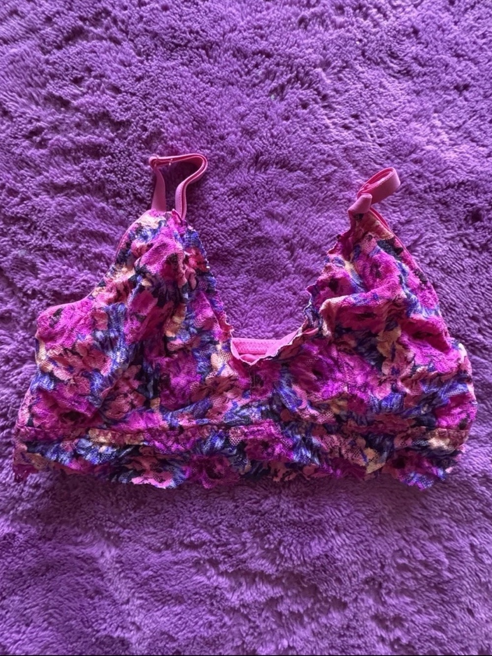 Victoria's Secret Hot Pink Floral Lace Bralette